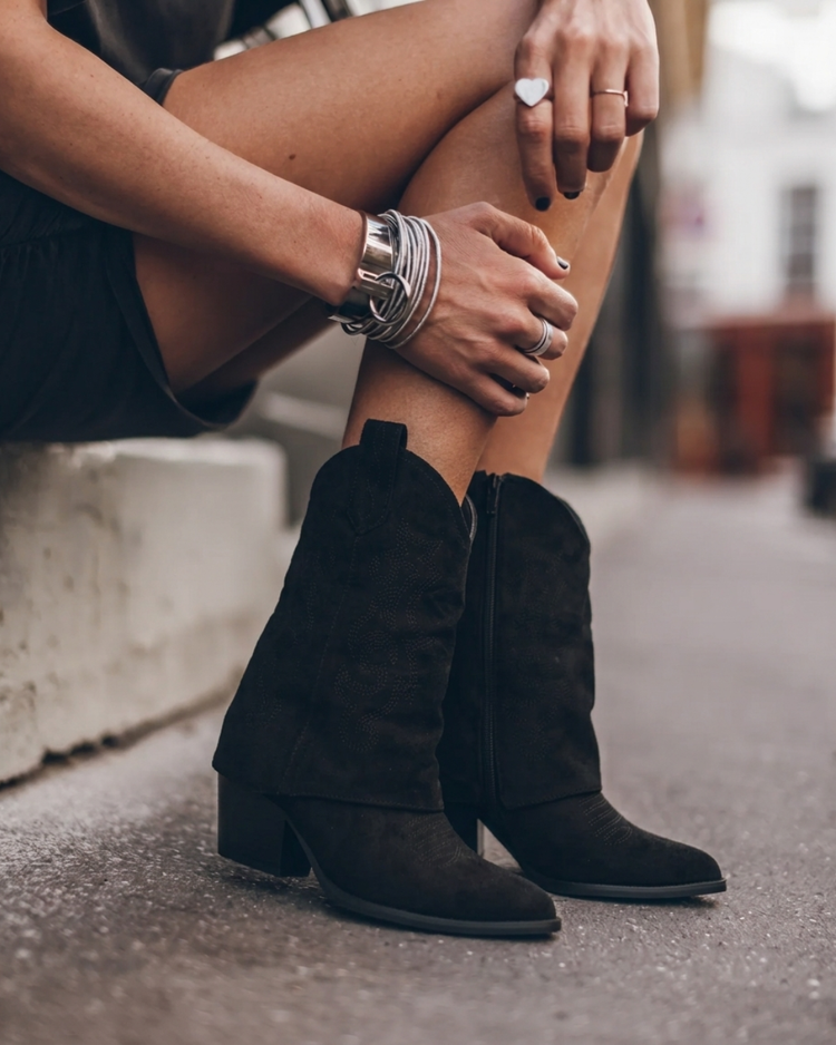 Festi Fold-over Black Boots