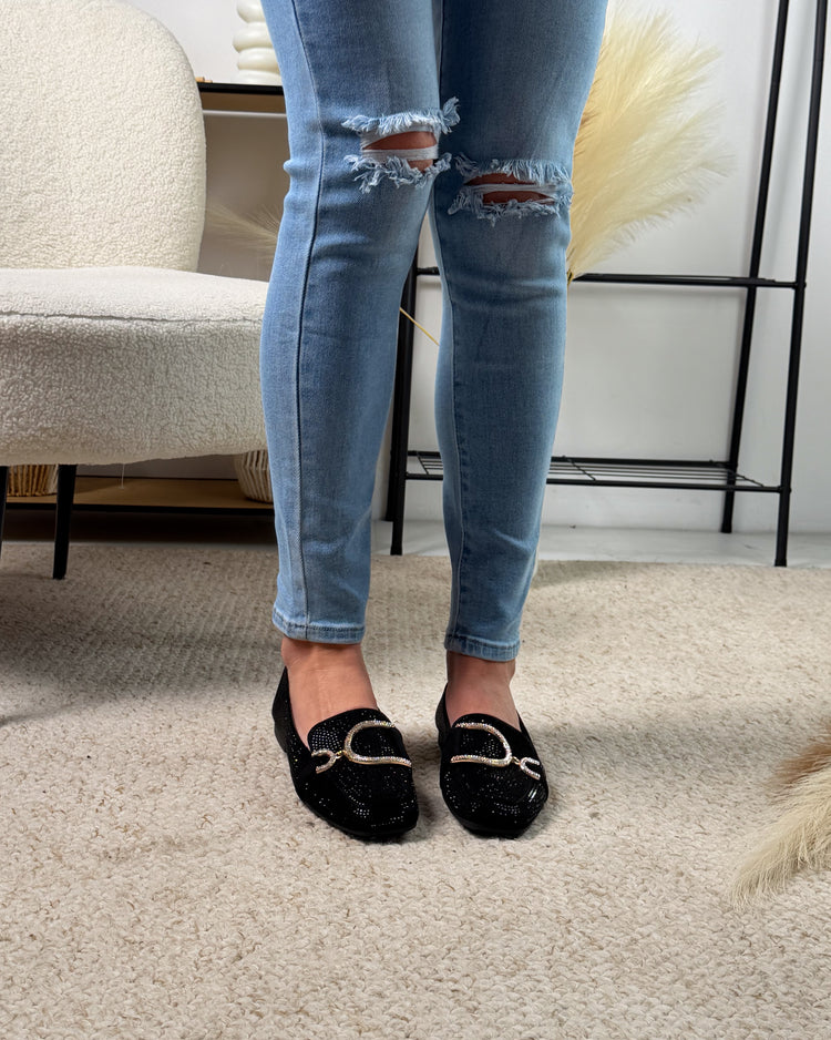 Glitter Black Loafer