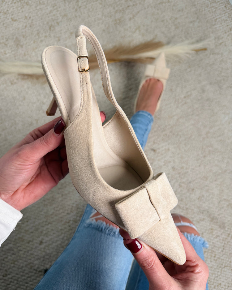 Bow Beige Heels