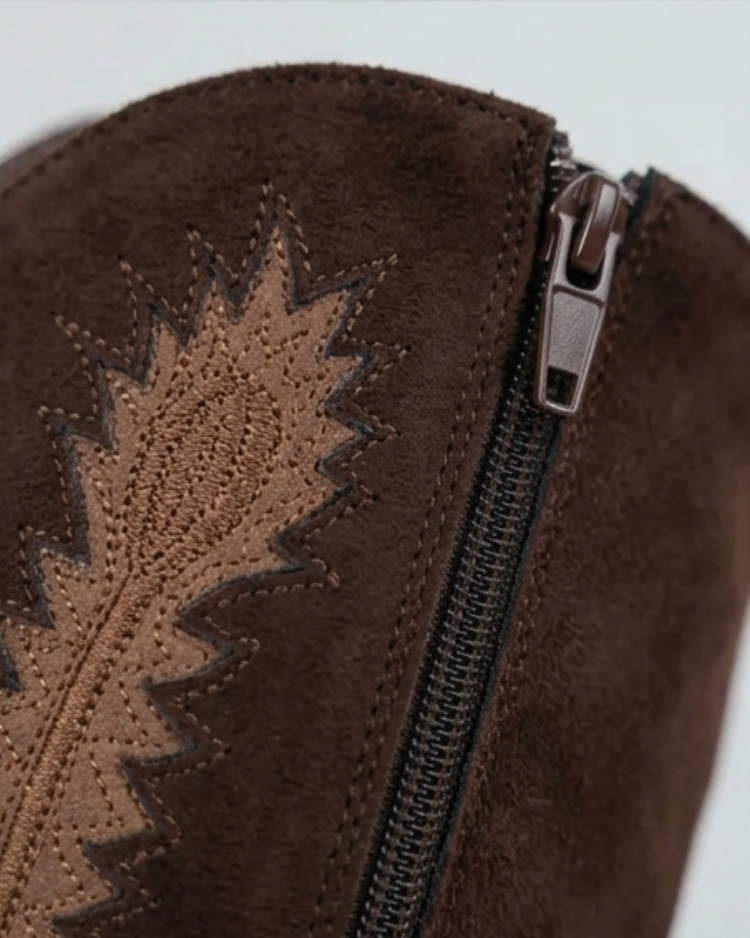 Cowboy Motif Boots - Brown