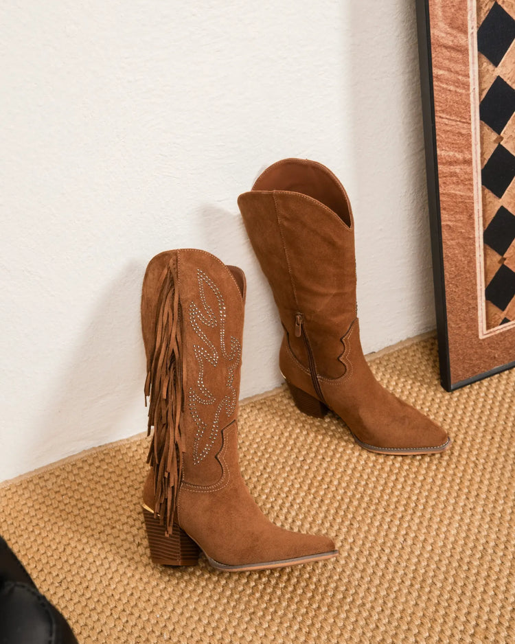 Carla Fringle Camel Boots