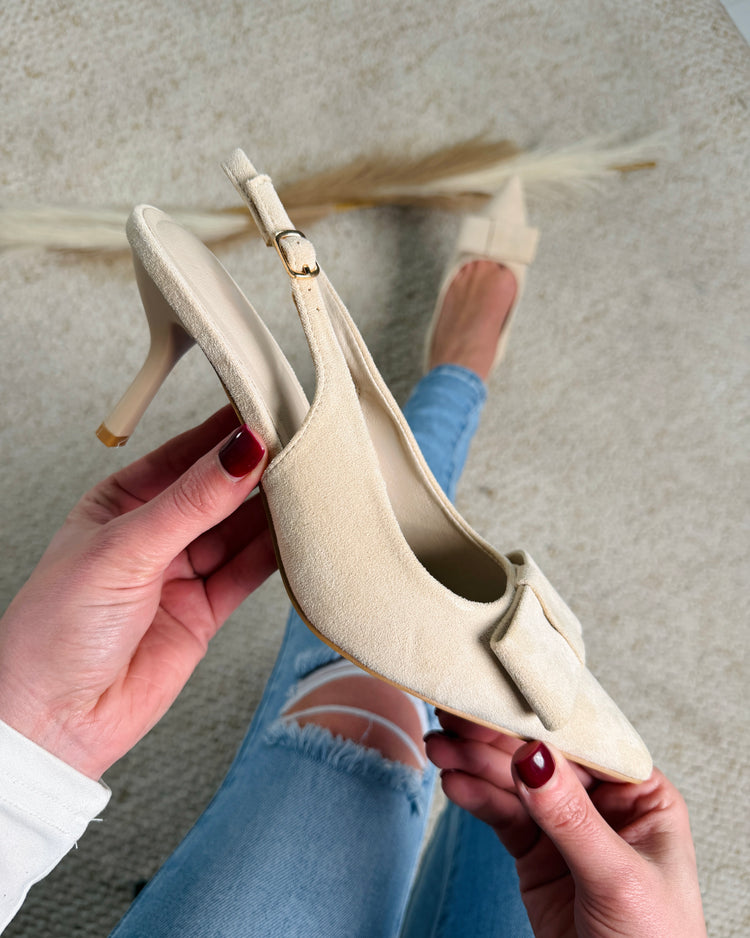 Bow Beige Heels