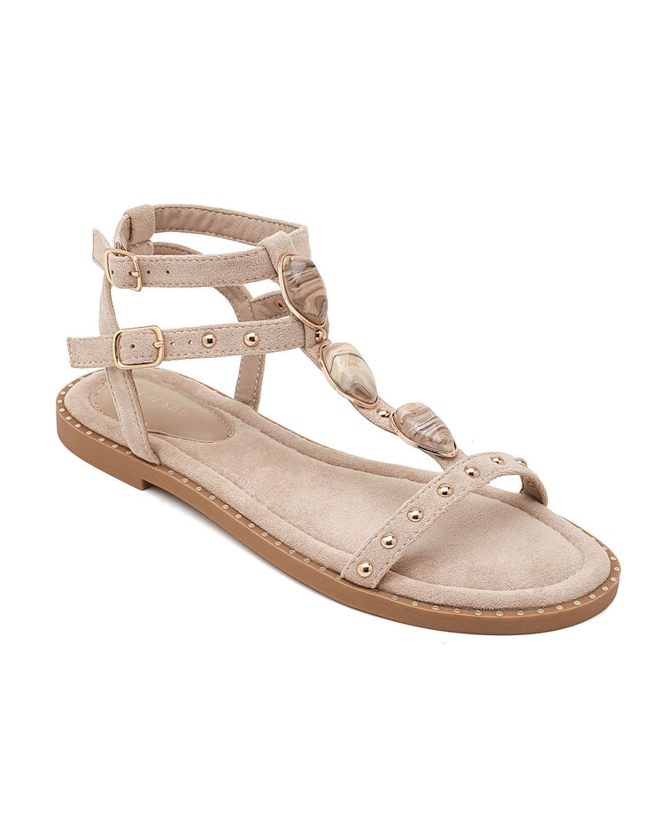 Triple Stone Beige Sandal