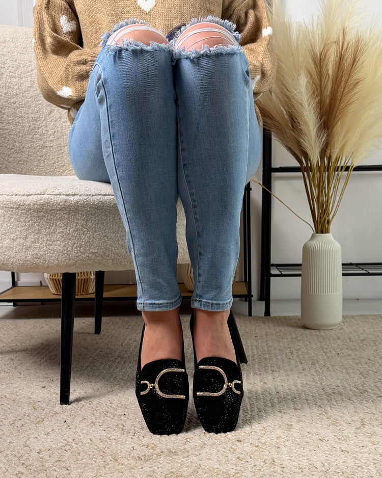 Glitter Black Loafer