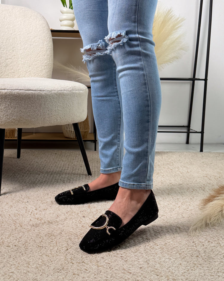 Glitter Black Loafer