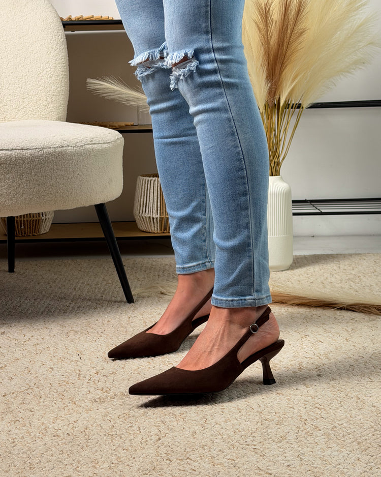 Date-Night Brown Heels Suedine