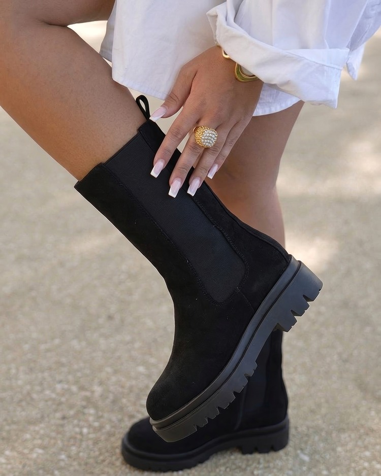 Chelsea Black Suedine Boots