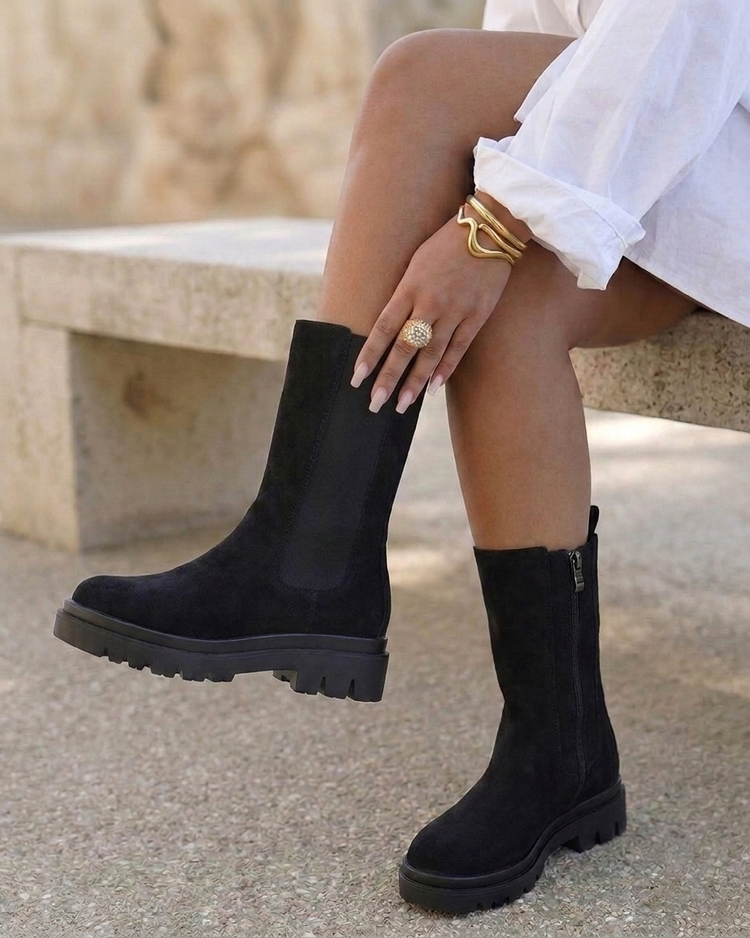 Chelsea Black Suedine Boots
