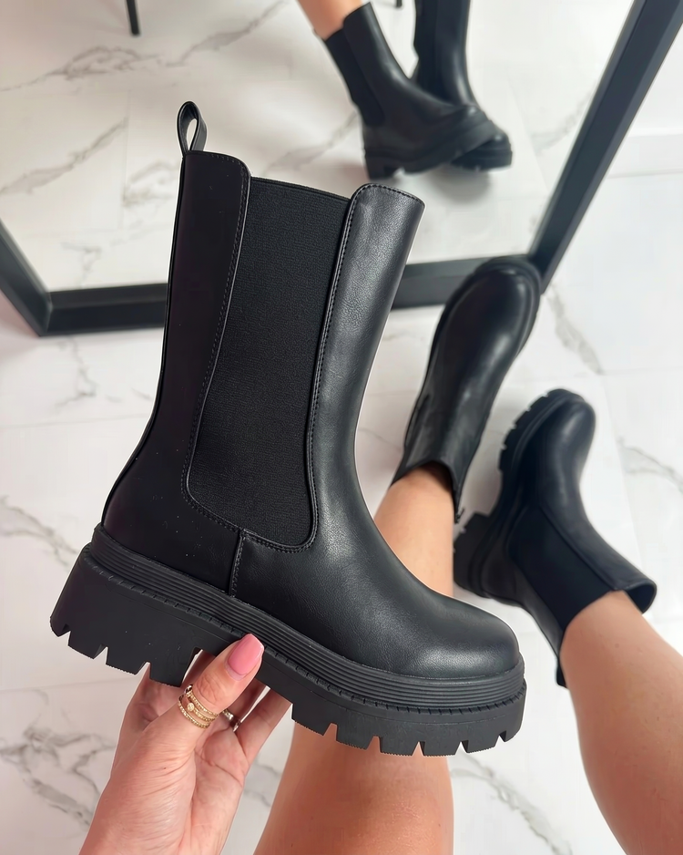 Chelsea Chunky High Boots - Black