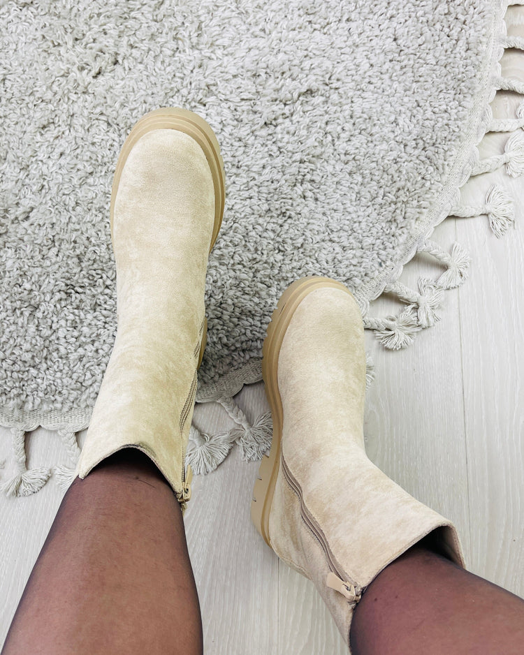 Chelsea Beige Suedine Boots