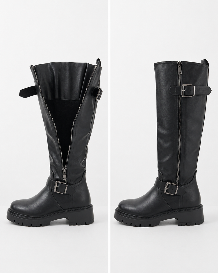 Eef Black Boots (Adjustable Shaft)