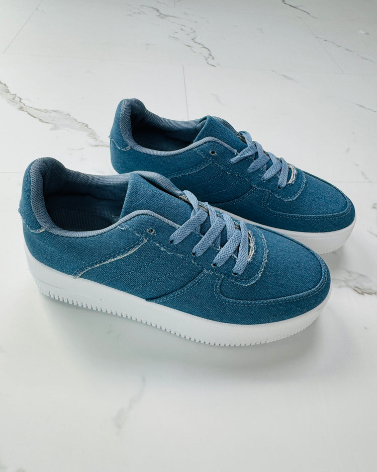 Platform Suedine Denim Sneakers