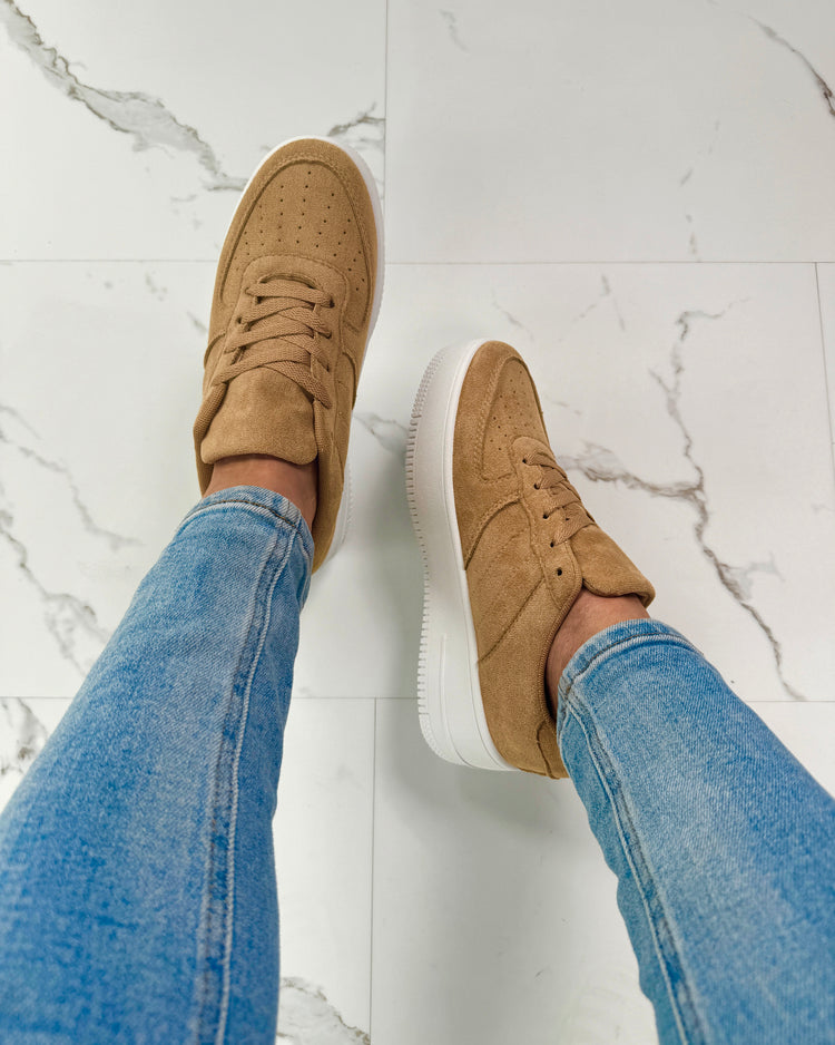 Platform Suedine Khaki Sneakers