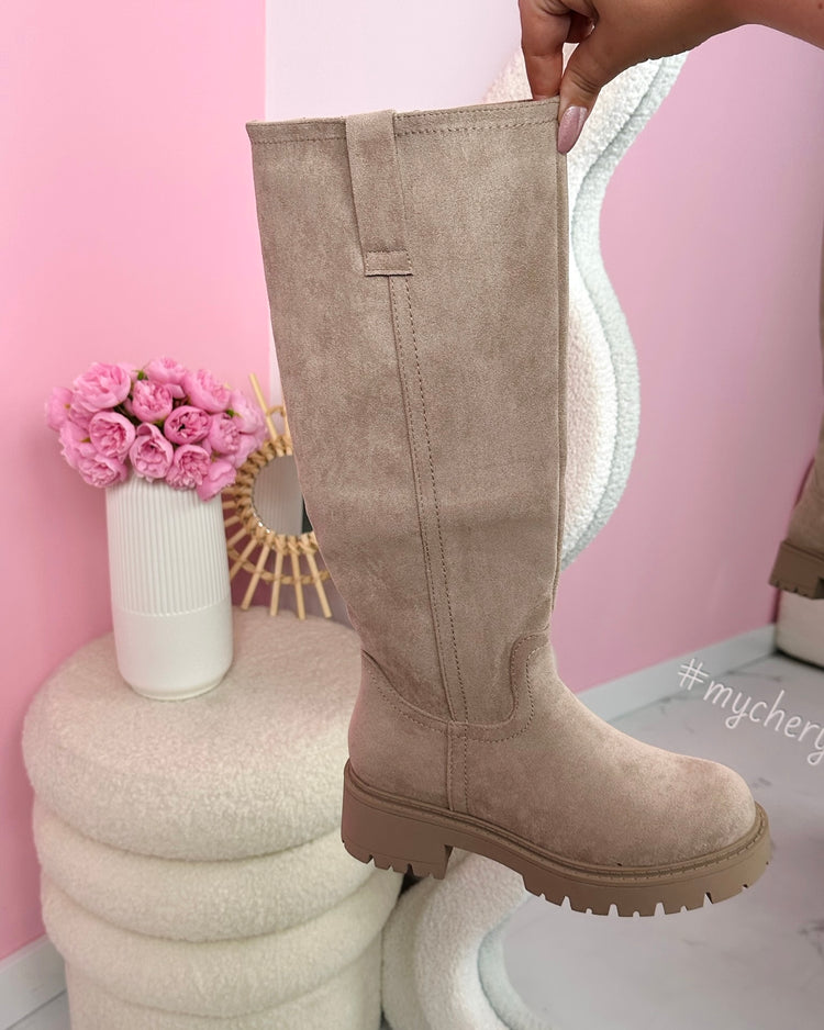 Elvira Beige High Boots