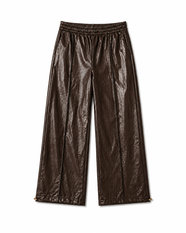 Leather-Look Wide Pants