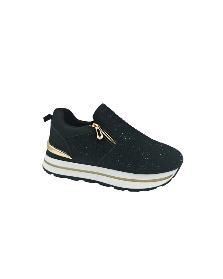 Glitter Zip Black Sneaker