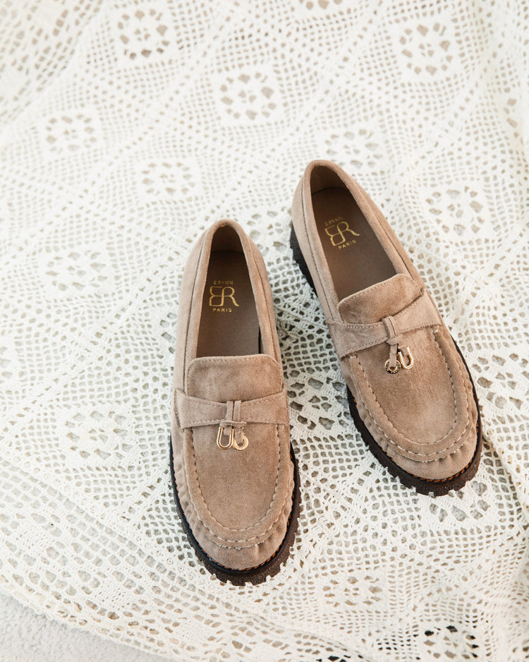 Laura Taupe Moccasins