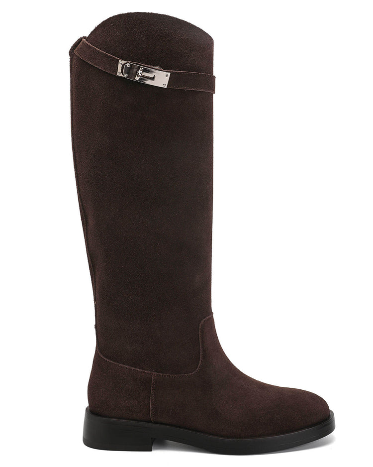 Amélie Leather High Boots - Brown