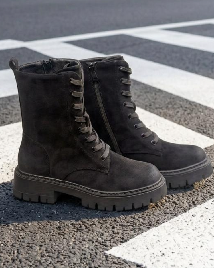 Corina Lace-up Boots - Black