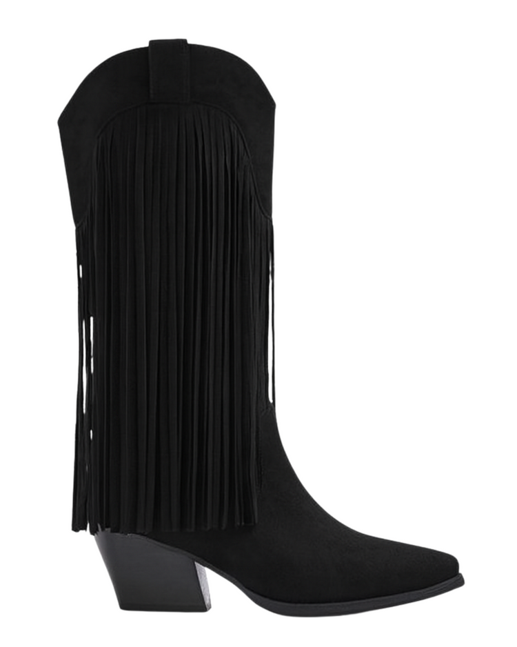 High Black Boots with Fringles