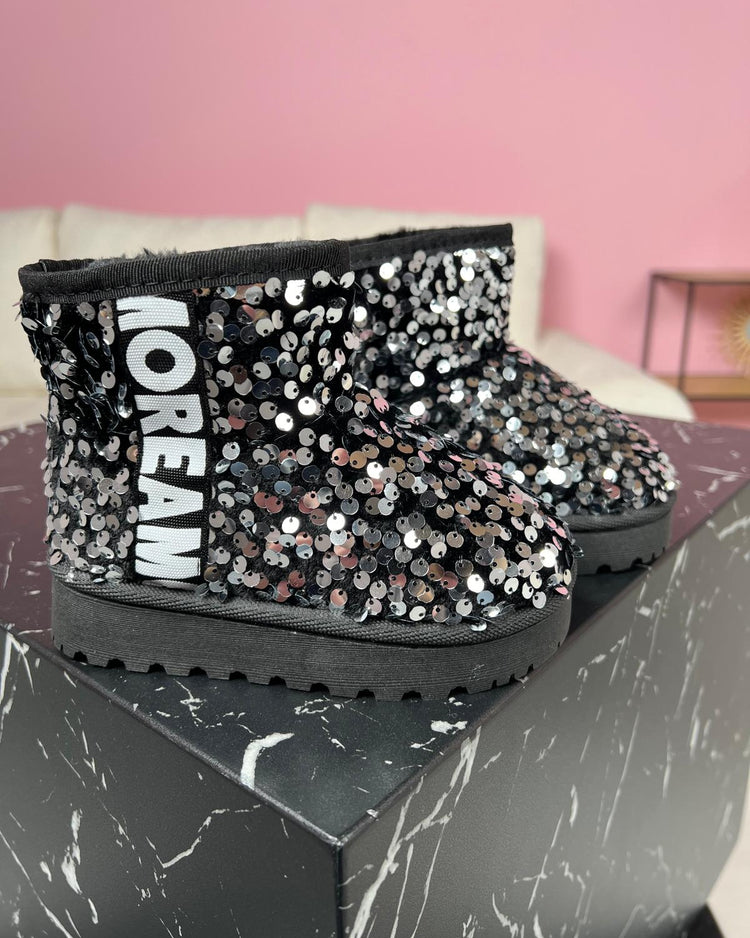 Kids Uggy Sequin Silver Boots