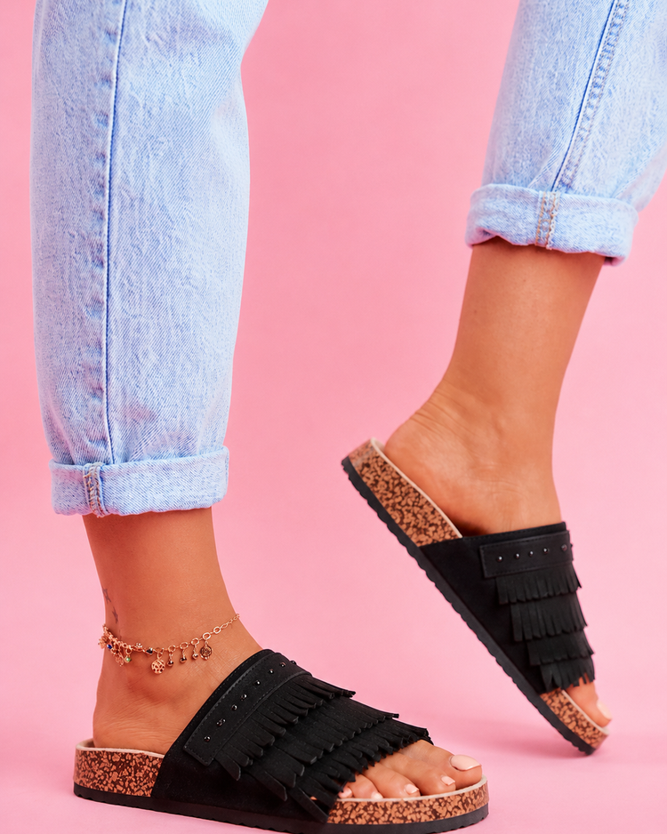 Simone Fringle Black Slides