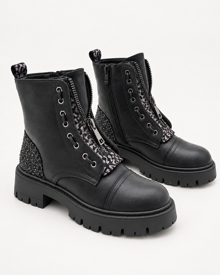 Jada Chunky Lace Up Boots Black product photo side