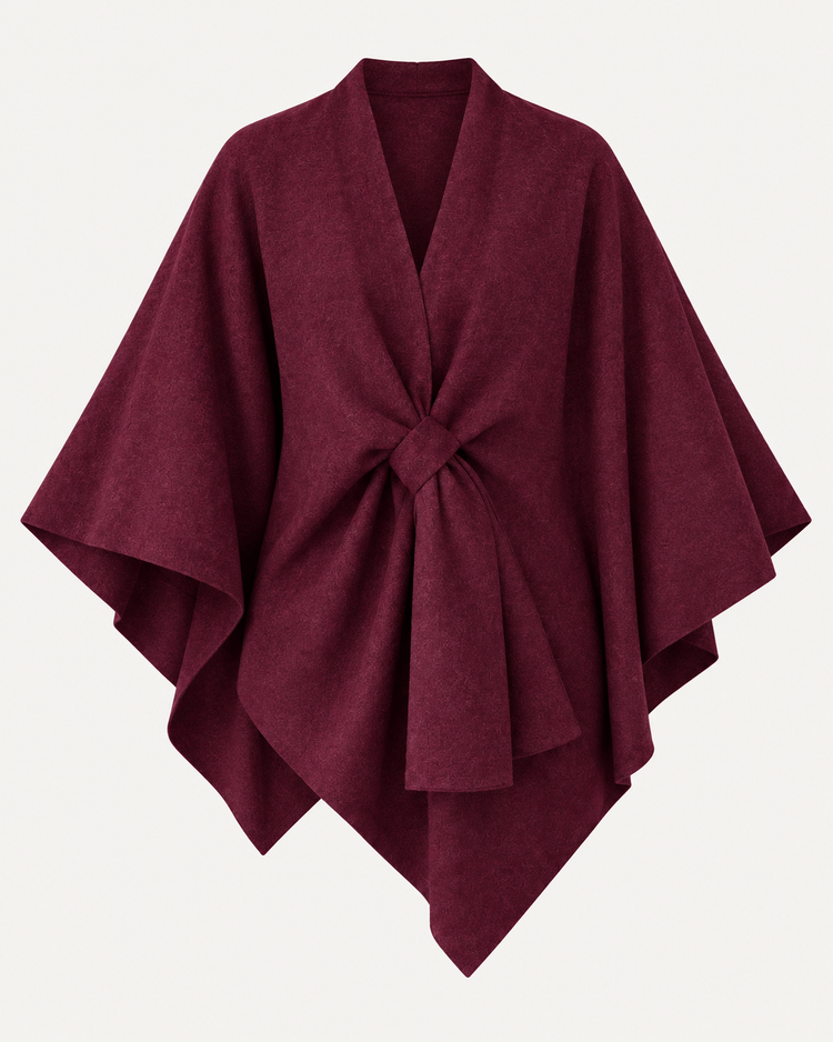 Knot Poncho in Burgundy – voorkant