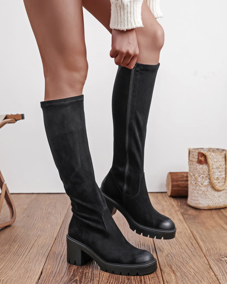 Sienna bottes hautes à talon en noir