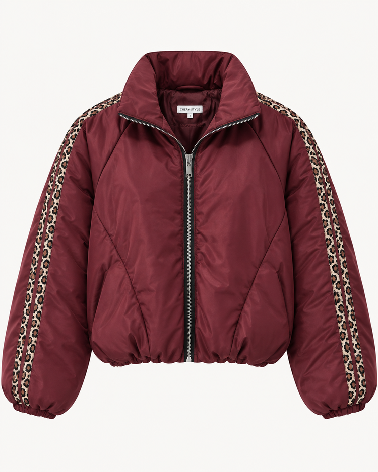 Stripe Cropped Jacket burgundy