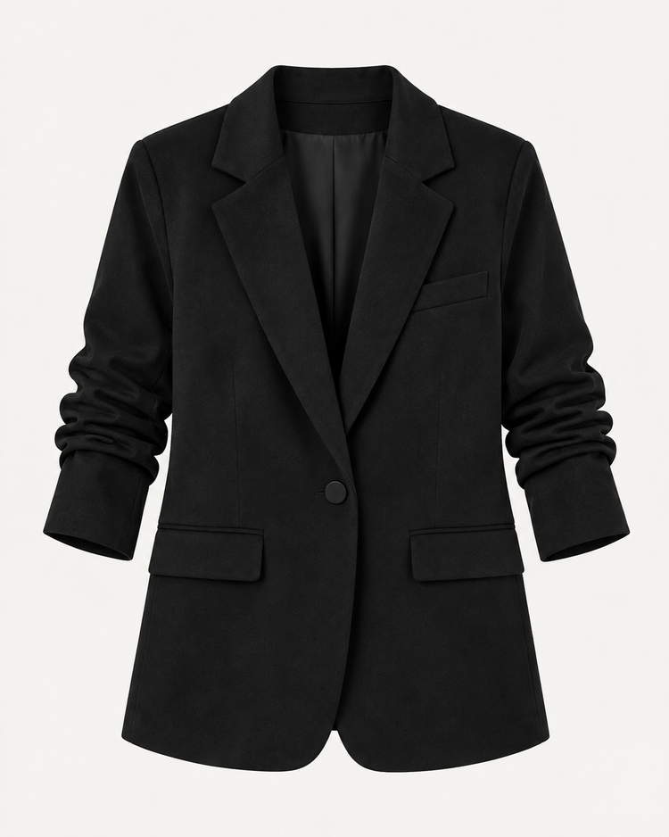 Suedine Blazer in Black – voorkant