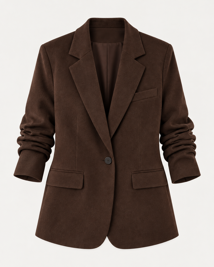 Suedine Blazer in Brown – voorkant