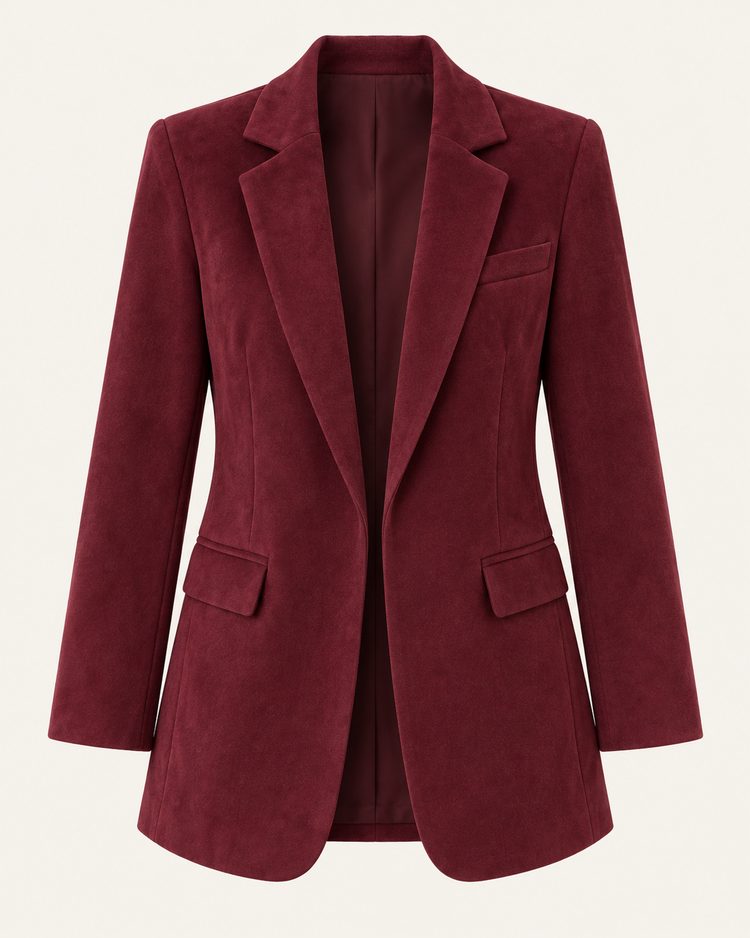 Suedine Blazer in Burgundy – voorkant