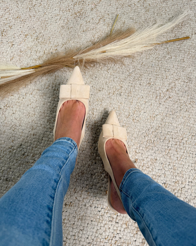 Bow Beige Heels
