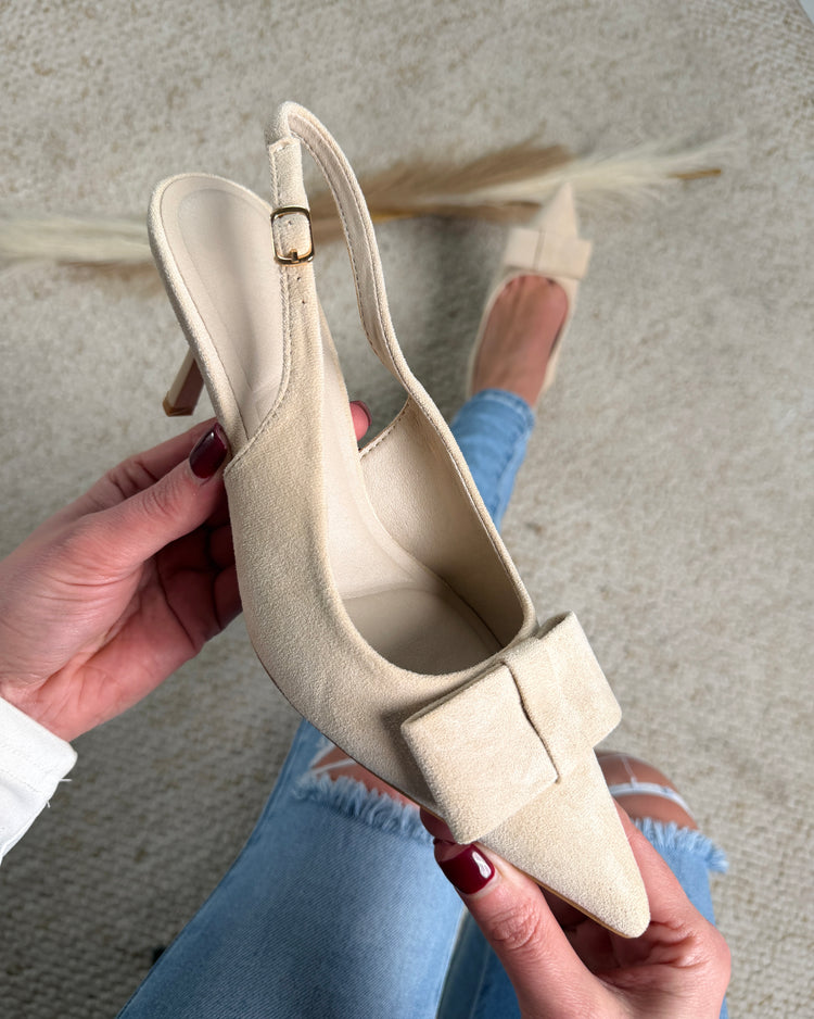 Bow Beige Heels