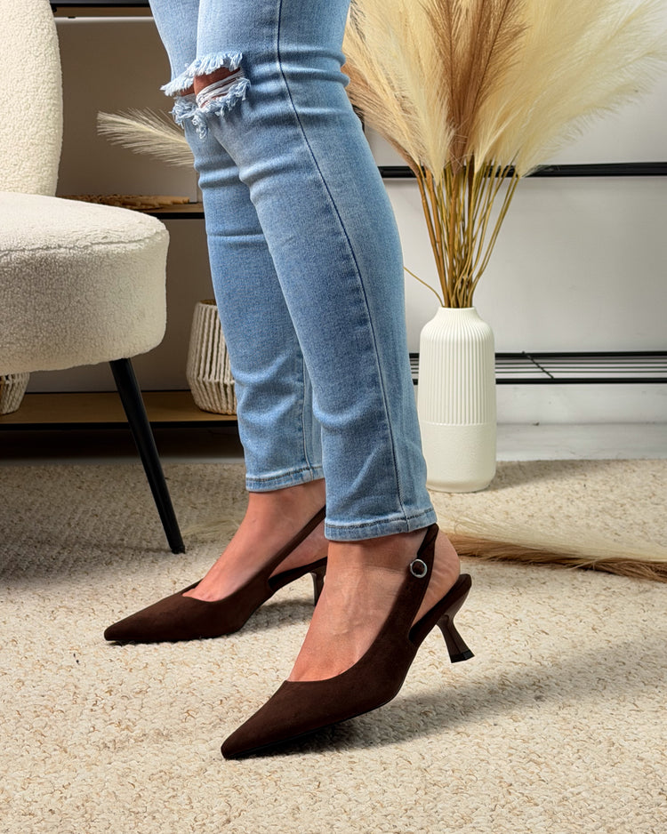 Date-Night Brown Heels Suedine