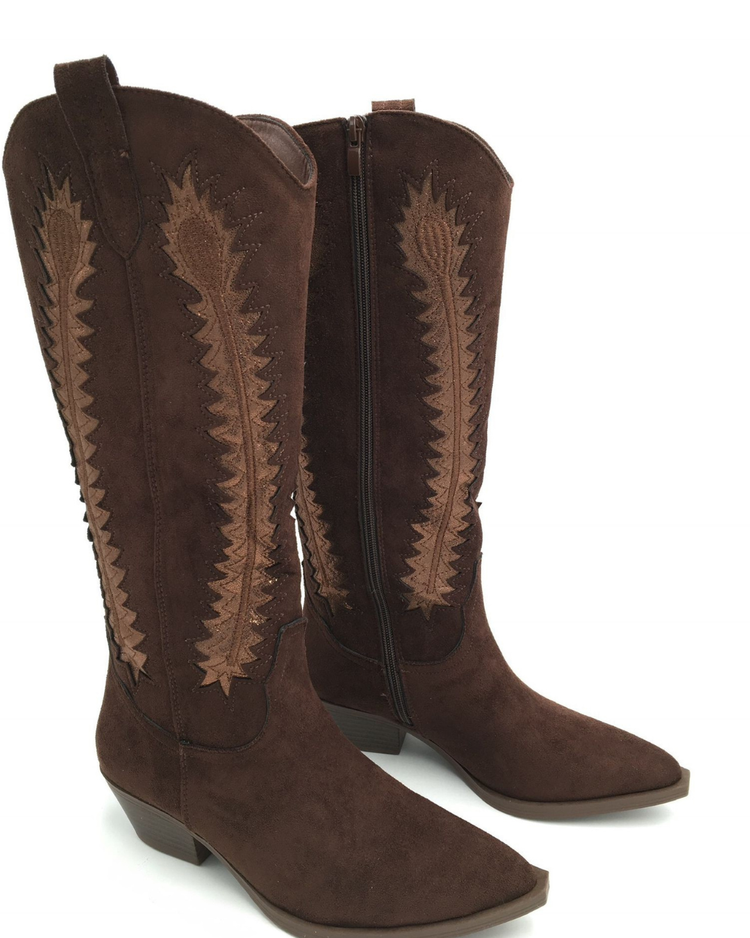 Cowboy Motif Boots - Brown