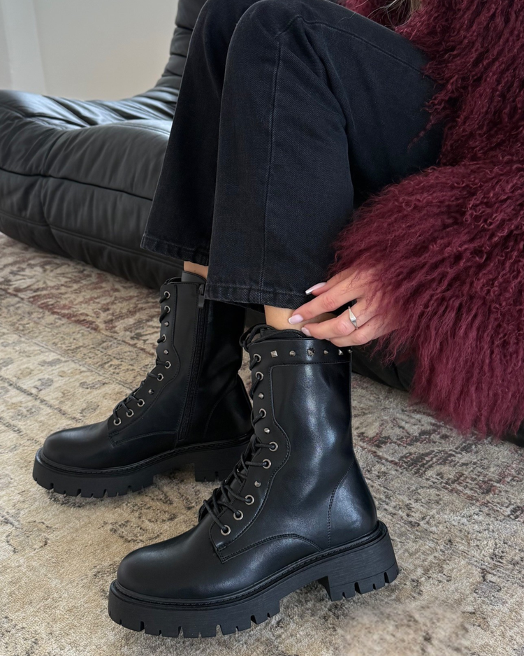 Zwarte Veterboots met Studs