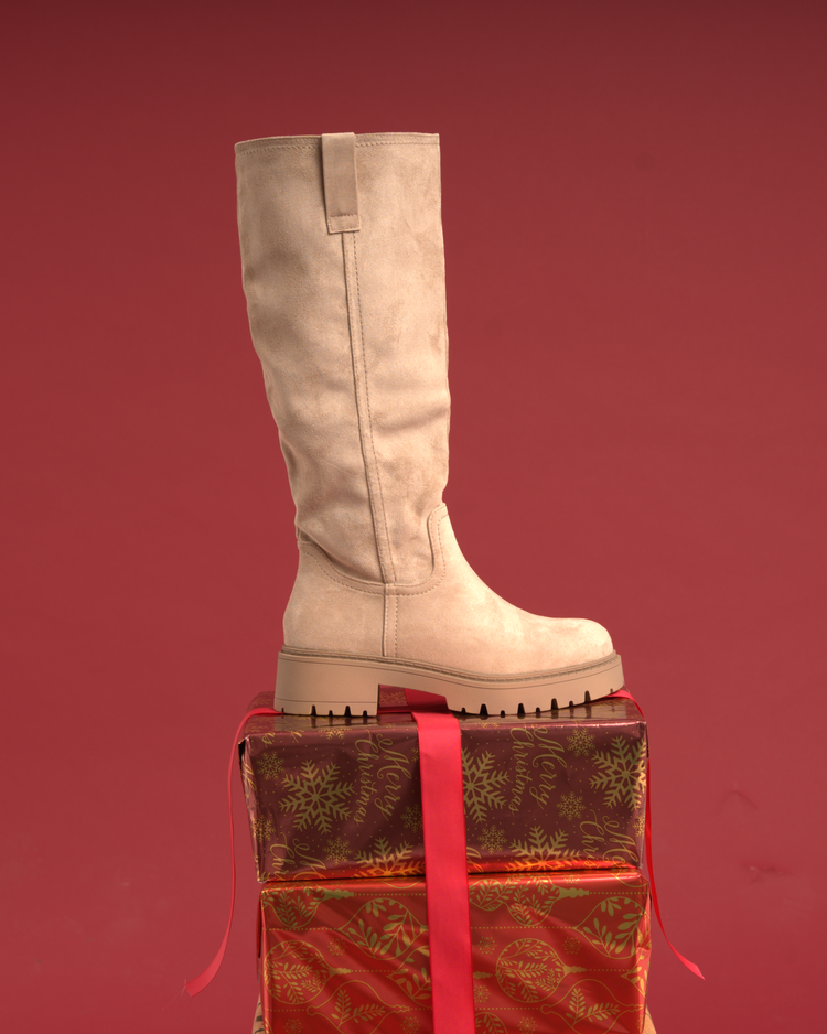 Elvira Beige High Boots