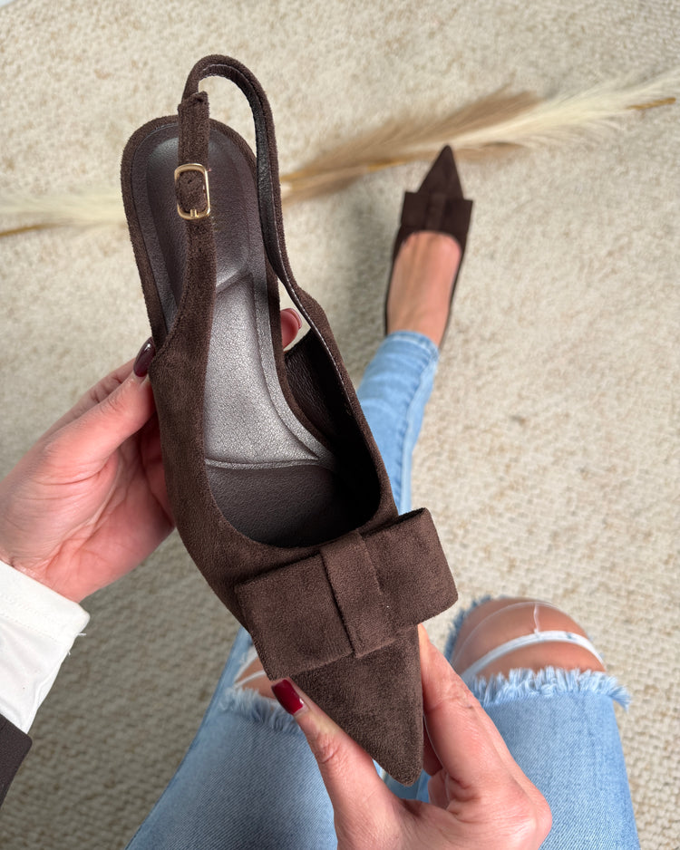 Bow Brown Heels
