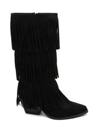 All Over Fringle Black Boots