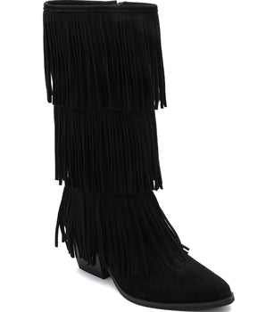 All Over Fringle Black Boots