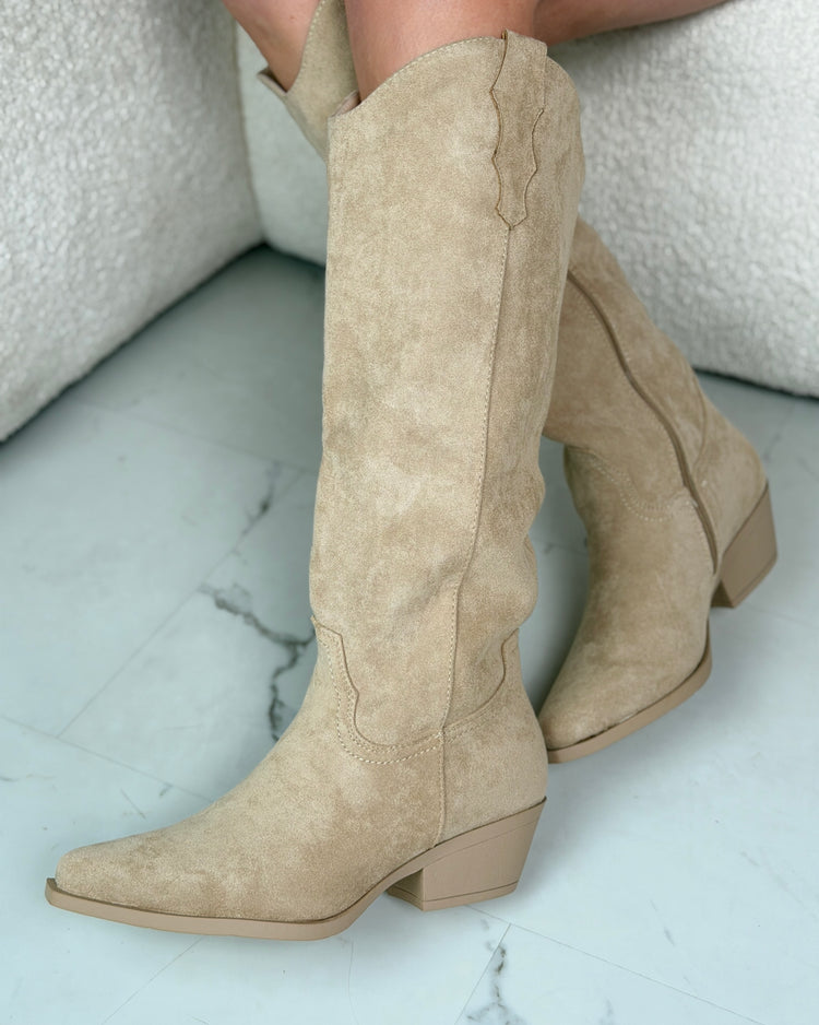 Tall Western Beige Boots