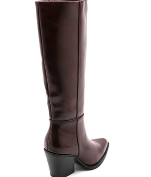 Leather-look Bordeaux Heel Boots
