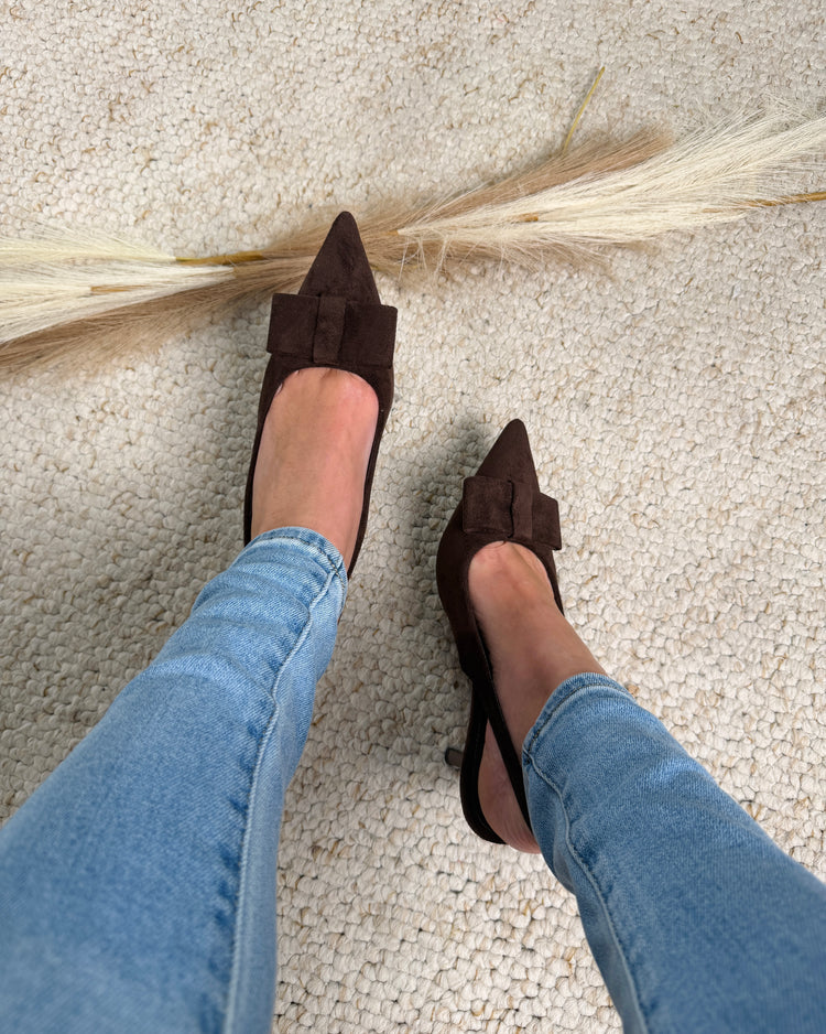 Bow Brown Heels