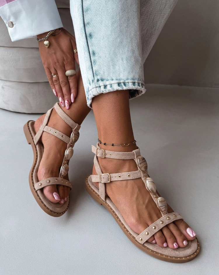 Triple Stone Beige Sandal