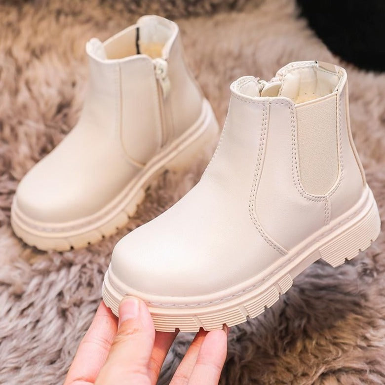 Kids Beige Ankle Boots