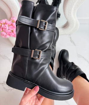 Nova Buckle Black Boots