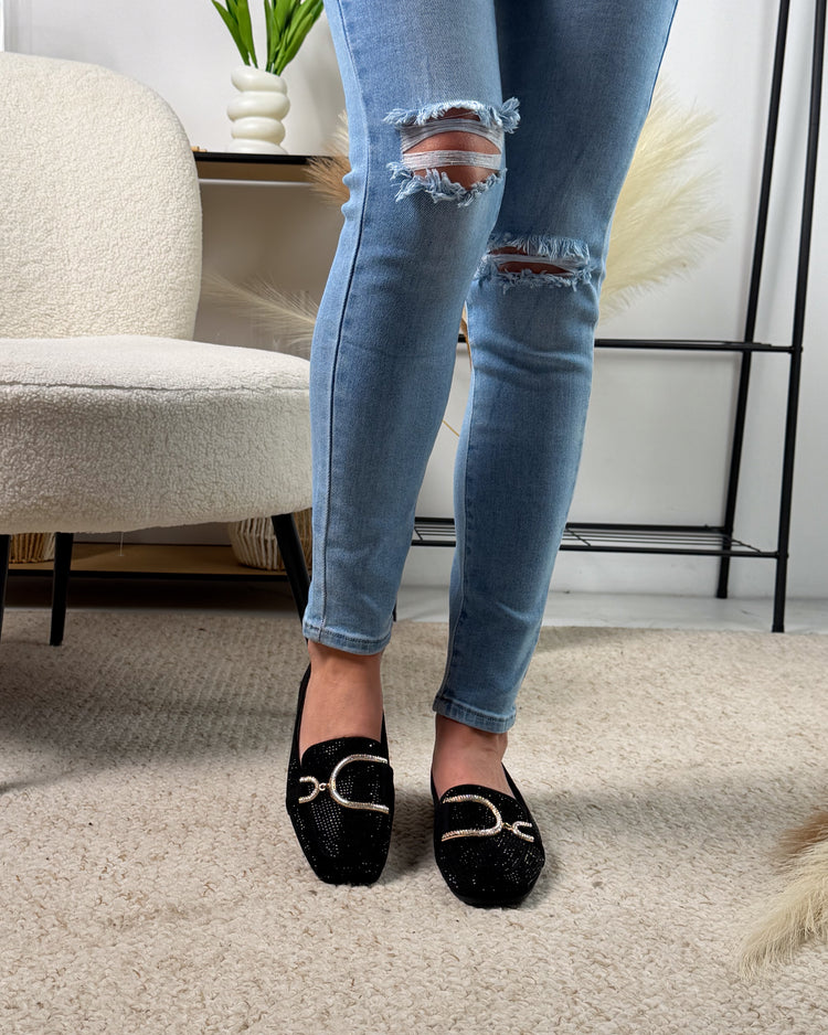 Glitter Black Loafer