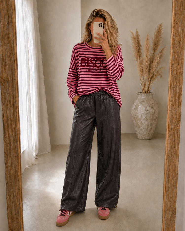 Leather-Look Wide Pants